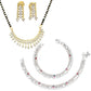 AanyaCentric Gold-Polished Mangalsutra Pendant Earring Set & Silver Plated Anklet