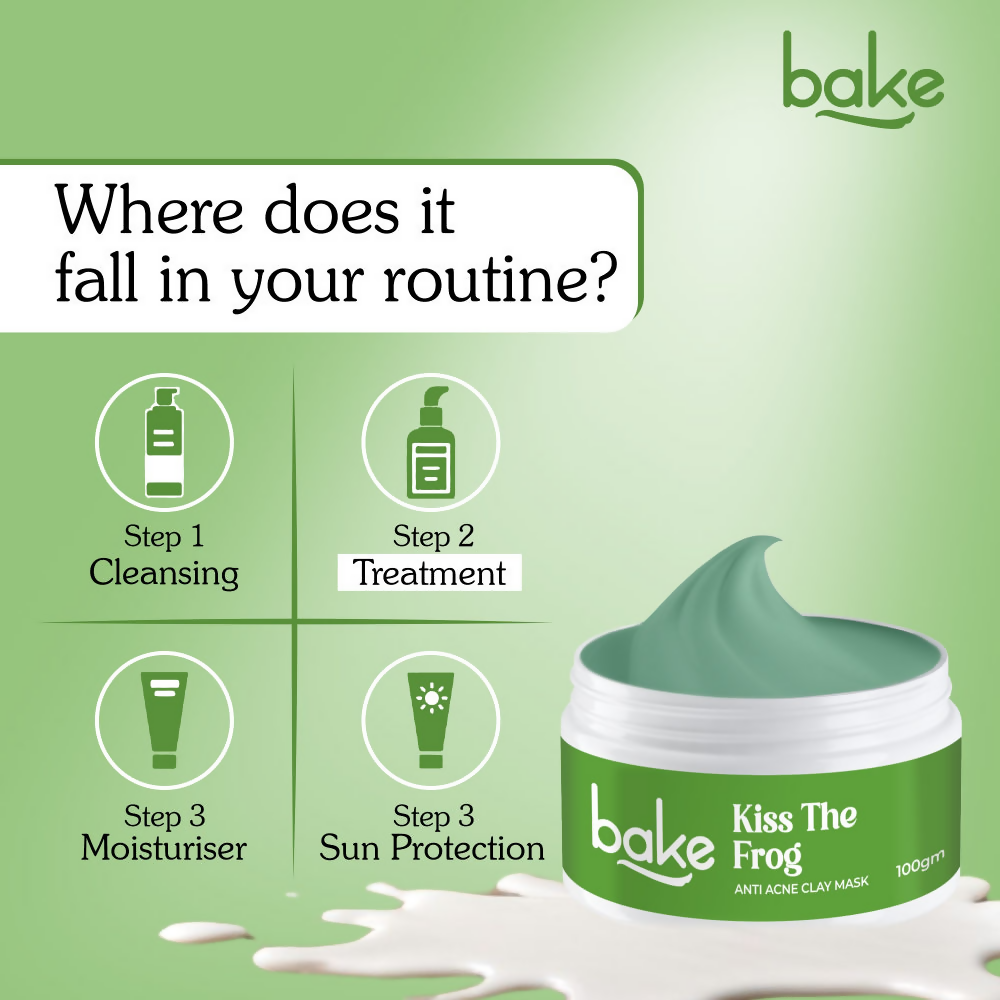 Bake Kiss The Frog Anti Acne Clay Mask With 2% Salicylic Acid & Niacinamide | Swadesiicart
