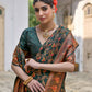 Vishnu Weaves Women's Bt-Green Silk Woven Saree with Blouse - Swadesiicart