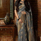 DEIANA'S Beautiful Designer Golden zari Soft Lichi Silk Saree - Grey - Swadesiicart