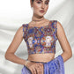 Blue Georgette Floral Printed Saree With Unstitched Blouse Piece - Rajal