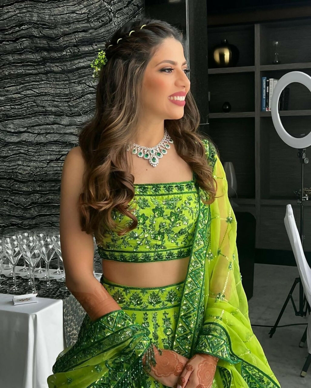 Jyoti Fashion Green 3MM Sequin Jari Embroidered Malai Satin Silk Lehenga Choli with Dupatta | Swadesiicart