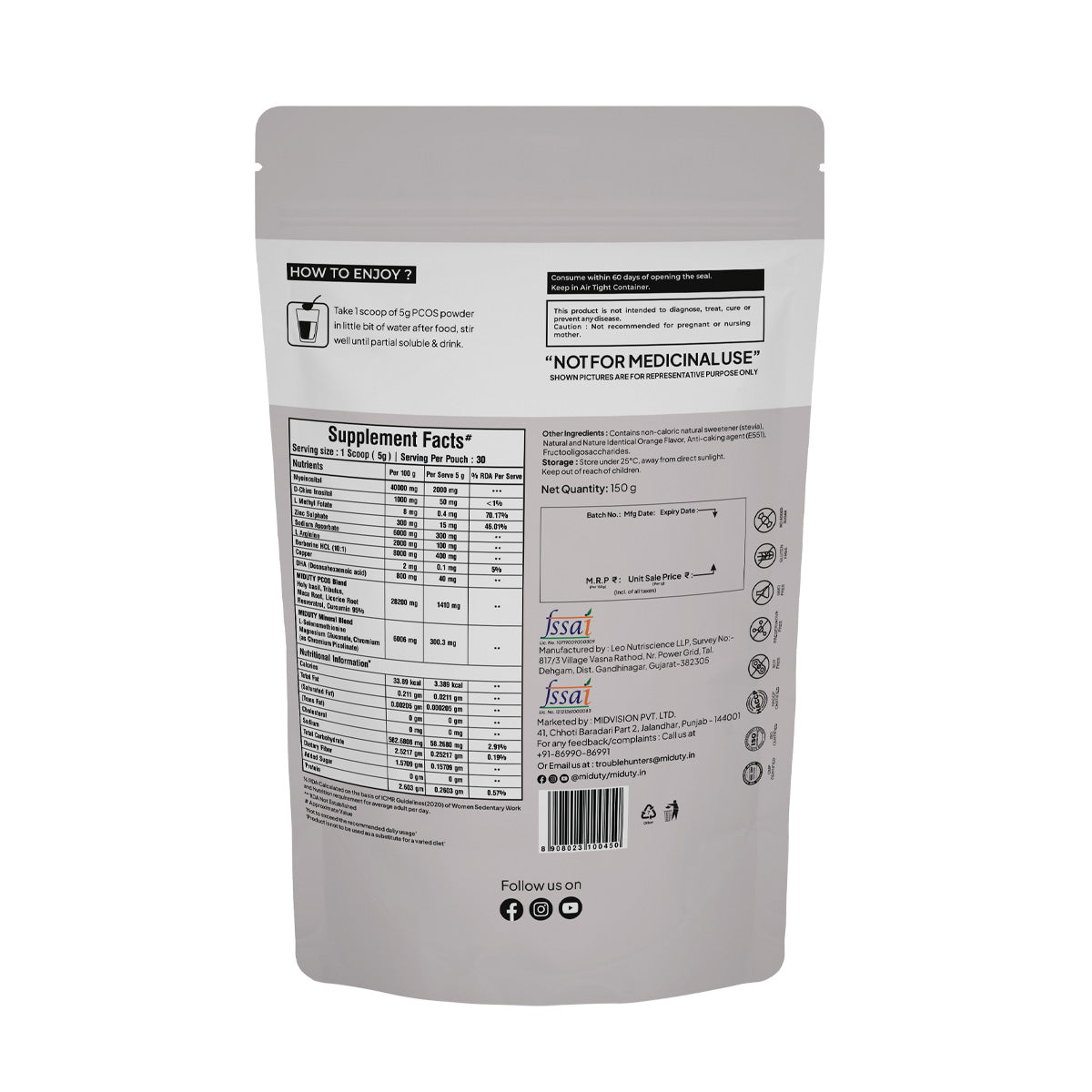 Miduty by Palak Notes PCOS Periods Fertility Powder | Swadesiicart