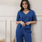 Joban Fashion Women's Royal Blue Co-Ord Set V Neck - Swadesiicart