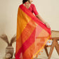 Vishnu Weaves Women's Mustard Raw Silk Thread Woven Saree with Blouse - Swadesiicart