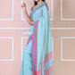 Very Much Indian Traditional Patteda Anchu Ilkal Handloom Saree - Sky Blue | Swadesiicart
