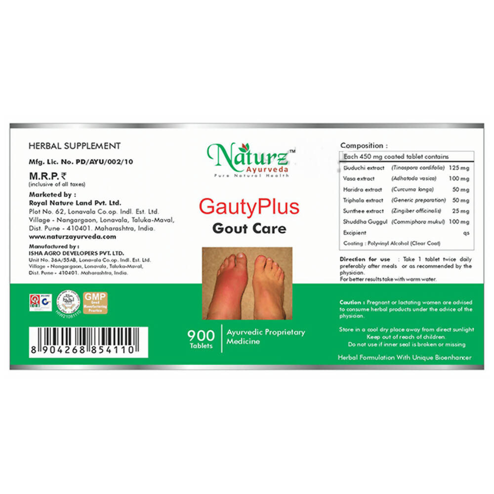 Naturz Ayurveda Gauty Plus Gout Care Tablets | Swadesiicart