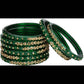 Afast Bridal Wedding & Party Fashionable Colorful Glass Bangle/Kada Set, Pack Of 16 - Red, Green - Swadesiicart