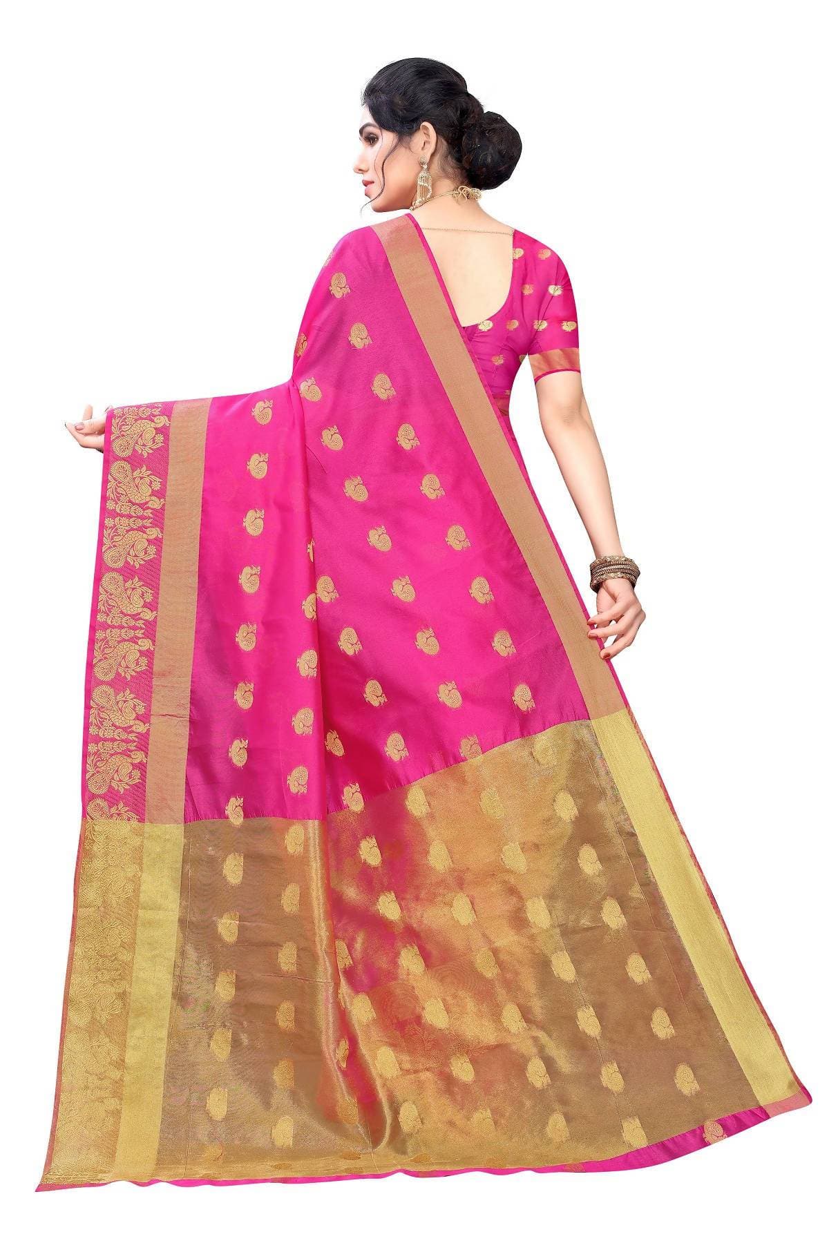 Vamika Banarasi Jacquard Weaving Pink Saree | Swadesiicart
