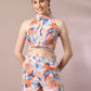 Myshka Women's Multi Printed Shirt Collar Party Top With Shorts Co-ord set - Swadesiicart