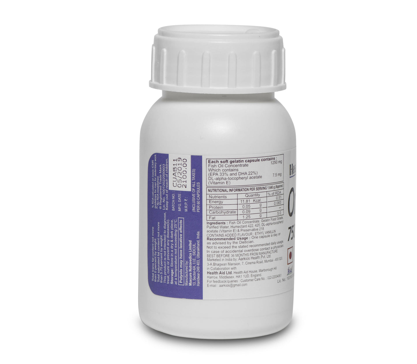 HealthAid Omega-3 750 Capsules - Swadesiicart