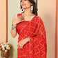 Red Georgette Designer Printed Ready To Wear Saree - Elite | Swadesiicart