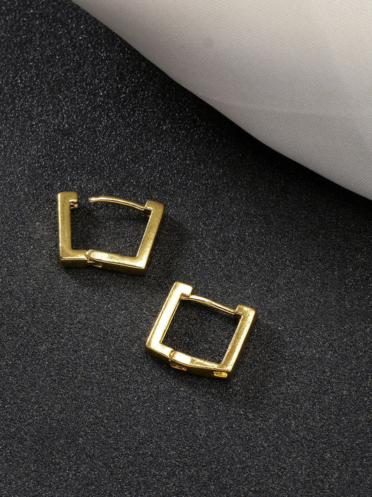 NVR Men's Gold-Polished Geometric Shape Stainless Steel Hoop Earrings - NR Retail-NVR