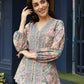 Pink Rayon Paisley & Floral Printed Top with Matching Bottom - Eesha - Swadesiicart