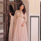 Lorenvalley Fashion Peach Star Georgette with Beads & Sequins Multi Embroidered work Anarkali Gown with Dupatta - Swadesiicart