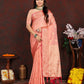 Lorenvalley Fashion Peach Soft Katan Silk Woven Design Zari Weaving Pallu Saree - Swadesiicart