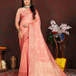 Lorenvalley Fashion Peach Soft Katan Silk Woven Design Zari Weaving Pallu Saree - Swadesiicart