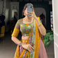 Lorenvalley Peach Dola Silk and Jacquard Silk Printed (Kalamkari) With Zari Weaving Border Lehenga Choli | Swadesiicart