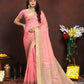 Lorenvalley Fashion Peach Soft Katan Silk Woven Design Zari Weaving Pallu Saree - Swadesiicart