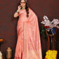 Lorenvalley Fashion Peach Soft Katan Silk Woven Design Zari Weaving Pallu Saree - Swadesiicart