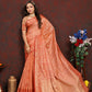 Lorenvalley Fashion Peach Soft Katan Silk Woven Design Zari Weaving Pallu Saree - Swadesiicart