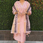 Lorenvalley Fashion Peach Roman Silk Hand Work Kurta Pant with Dupatta - Swadesiicart