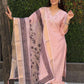 Lorenvalley Fashion Peach Roman Silk Hand Work Kurta Pant with Dupatta - Swadesiicart