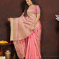Lorenvalley Fashion Peach Soft Katan Silk Woven Design Zari Weaving Pallu Saree - Swadesiicart