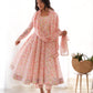 Lorenvalley Peach Soft Organza Silk With Floral Print Fully Flared Anarkali Pant With Dupatta Set | Swadesiicart