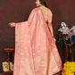 Lorenvalley Fashion Peach Soft Katan Silk Woven Design Zari Weaving Pallu Saree - Swadesiicart