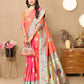 Lorenvalley Fashion Peach Soft Paithani Silk Woven Design Rich Meenakari Zari Weaving Pallu Saree - Swadesiicart