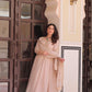 Lorenvalley Fashion Peach Star Georgette with Beads & Sequins Multi Embroidered work Anarkali Gown with Dupatta - Swadesiicart
