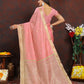 Lorenvalley Fashion Peach Soft Katan Silk Woven Design Zari Weaving Pallu Saree - Swadesiicart