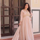Lorenvalley Fashion Peach Star Georgette with Beads & Sequins Multi Embroidered work Anarkali Gown with Dupatta - Swadesiicart