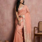 Anaita Peach Cotton Saree With Blouse