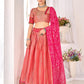 Anaita Peach Weaving Work Silk Lehenga Choli