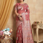 Anaita Peach Linen Woven Work Saree With Blouse