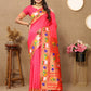 Lorenvalley Fashion Peach Soft Paithani Silk Woven Design Rich Zari Meenakari Weaving Saree - Swadesiicart