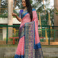 Anaita Peach Woven Design Pure Bandhej Kanjivaram Soft Silk Saree