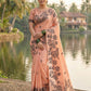 Anaita Peach Linen Printed Saree With Blouse