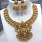 Jewel City Antique Gold-Plated Peacock Design Traditional Temple Choker Pearl Drops & Jhumka Earrings Necklace Jewelry Set | Swadesiicart