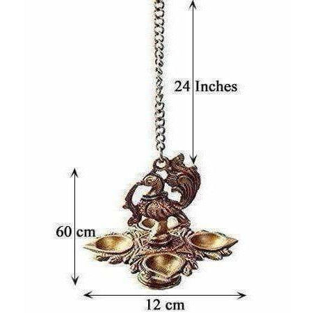 Peacock Hanging Diya With Chain - Swadesiicart