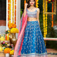 Jyoti Fashion Gorgeous Blue Sequins with Thread & Zari Embroidery Chinon Lehenga Choli with Dupatta | Swadesiicart