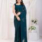Teal Blue Rangoli Silk Diamond Work Ready To Wear Saree - Tamana | Swadesiicart