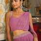 Janasya Lavender Georgette Foil Print Lehenga Choli | Swadesiicart
