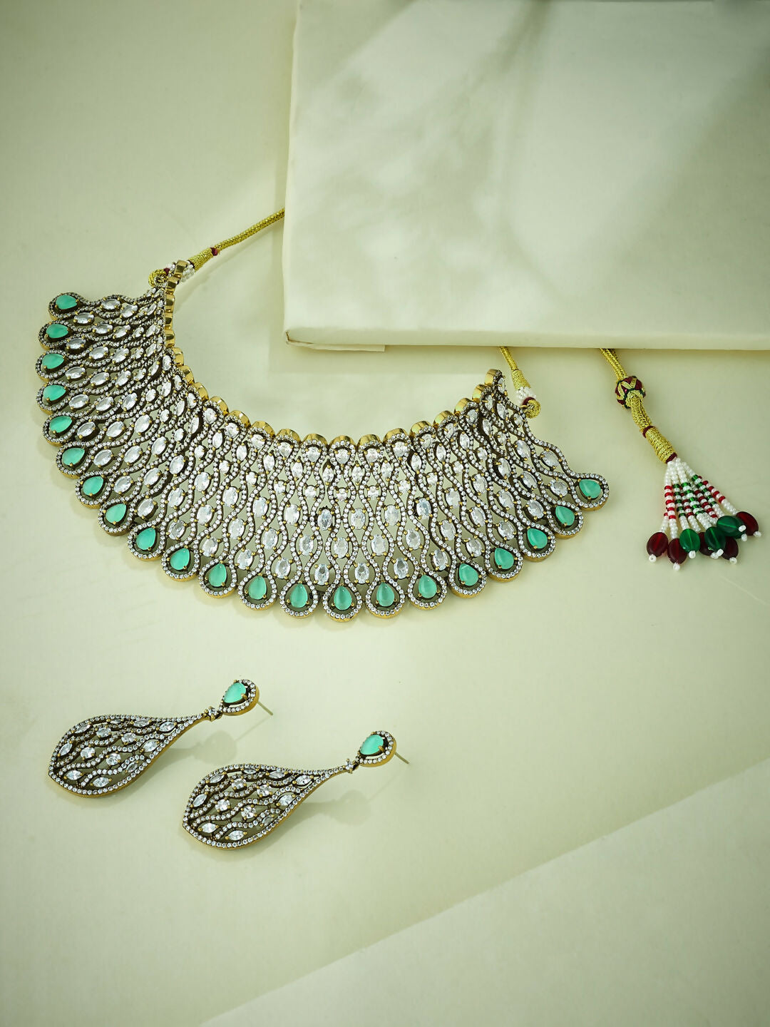 Nuyug 22k Gold-Plated Zircon Choker Set | Swadesiicart