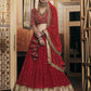 Wedding Designer Sequene Zari Resham Embroidery Red Georgette Lahengha Choli - Anbazaar | Swadesiicart