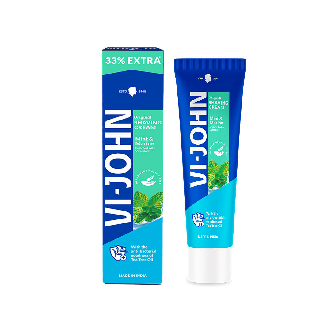 VI-JOHN Dermatologically Tested Vitamin-E enriched Anti Bacterial Mint & Marine Shaving Cream | Swadesiicart