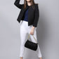 Even Apparels Black 100% Viscose Open Front Statement Women's Jacket | Swadesiicart