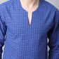 Even Apparels Blue Pure Cotton Round Neck Slit Men's Kurta | Swadesiicart